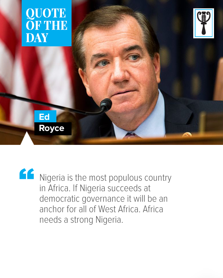 GuardianNigeria's tweet photo. The #GuardianQuoteOfTheDay is taken from the words of a politician and member of the Republican Party who served as a member of the US House of Reps from 1993 to 2019.
#EdRoyce #Democracy #Africa #Nigerians #Nigeria #Unity #Inspiration #Motivation #Quote #QuoteOfTheDay https://t.co/5uXcAm7rps