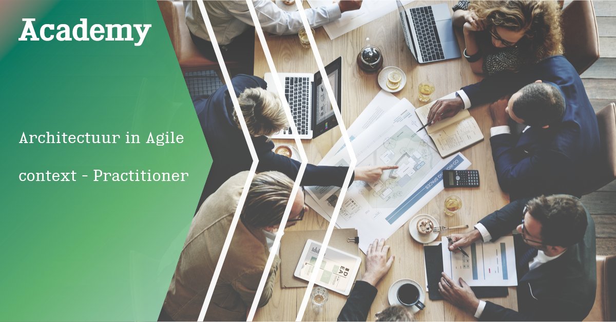 Deze training geeft de architect antwoorden op de volgende vragen: wat is mijn rol in en voor de scrum teams en hoe zorg ik ervoor dat mijn rol als architect aantoonbaar effectief wordt binnen de agile werkwijze? lees meer: bit.ly/2GvrqeU
