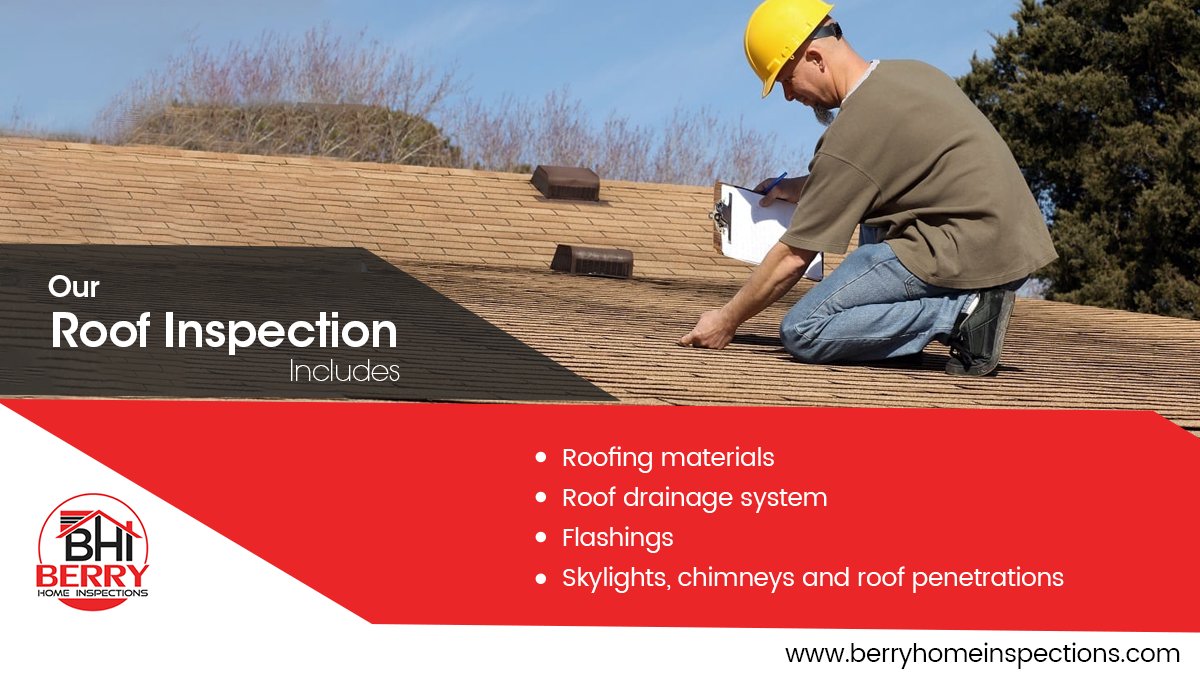 Our roof inspection includes

✅ Roofing materials
✅ Roof drainage system
✅ Flashings
✅ Skylights, chimneys and roof penetrations

For More Info: 4178612983
Visit Now- bit.ly/2LplaGo

#berryhomeinspection #homeinspection #homesweethome #roofinspection #roofdrainage
