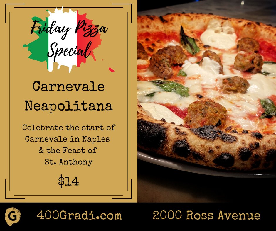 400GradiUSA's tweet photo. It's the 1st day of Carnevale in Napoli &amp; the feast of St. Anthony, so we're celebrating with a 🔥 pizza special! https://t.co/iK9qklW0Xk