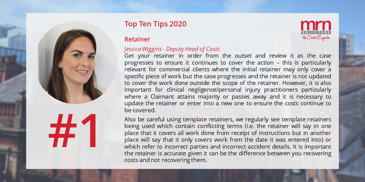 Delighted to share with you the first of our Top Ten Costs Tips for 2020 with the first coming from our Jessica Wiggins