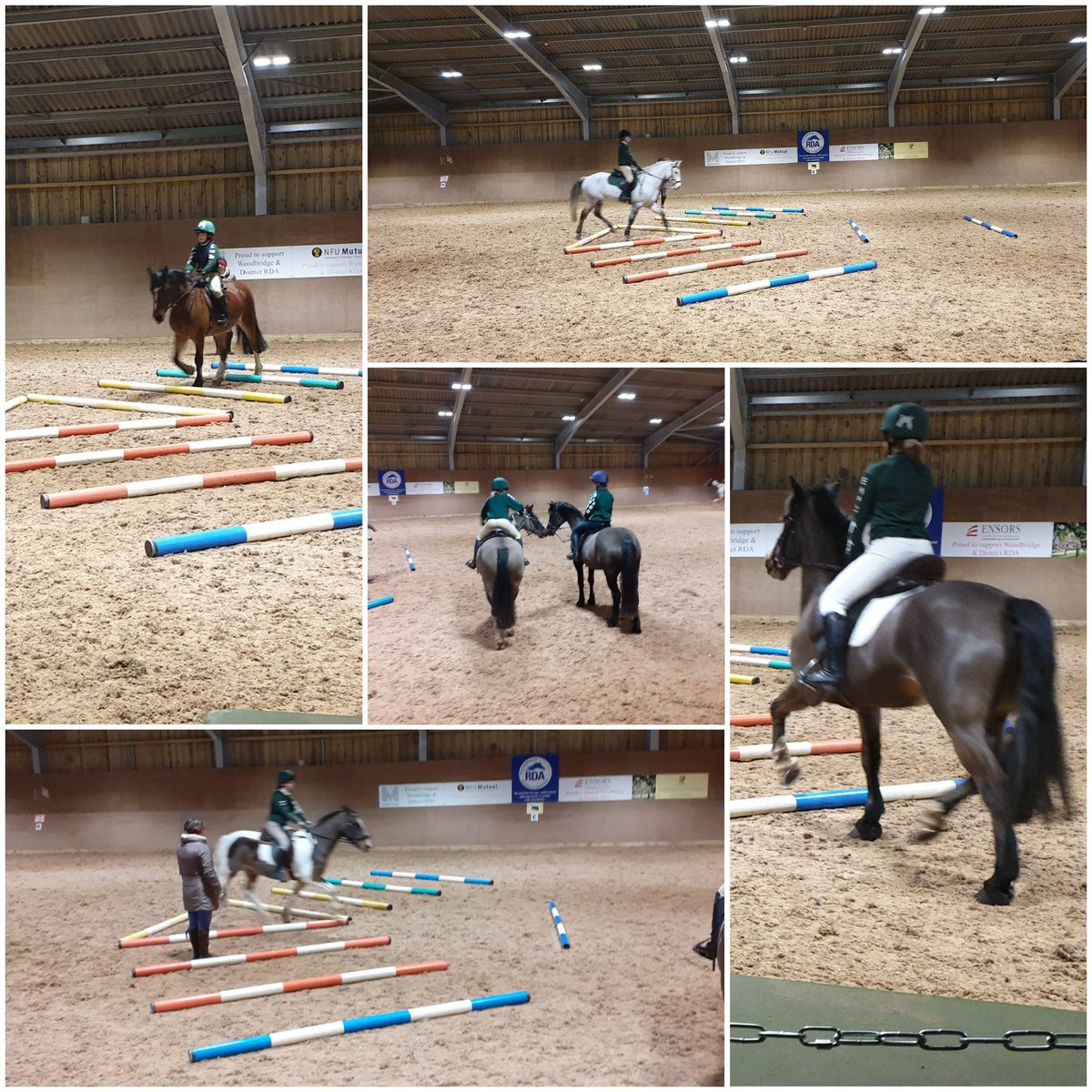 HarriersPc's tweet photo. Lots of fun at the first Flatwork/polework rally with Tina Hazlem last night!! The poles really helped the riders focus and ride their lines!!! #poleparty #ponyclub #noipadshere #outdoorkids https://t.co/99MfH1KgeV