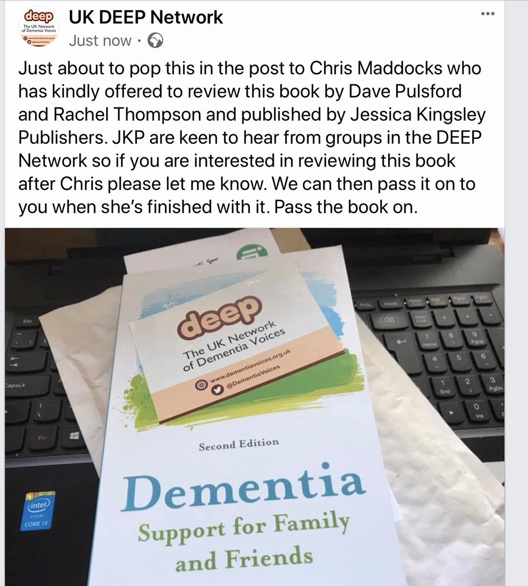 Thanks to <a href="/JKPDementia/">JKP Dementia</a> @raheli01 for a review copy which <a href="/chris40781/">Chris Maddocks</a> is going to review. If you are in the #DEEPNetwork would like to read and review after Chris please let Niblock@myid.org know and we will arrange to #passonthebook