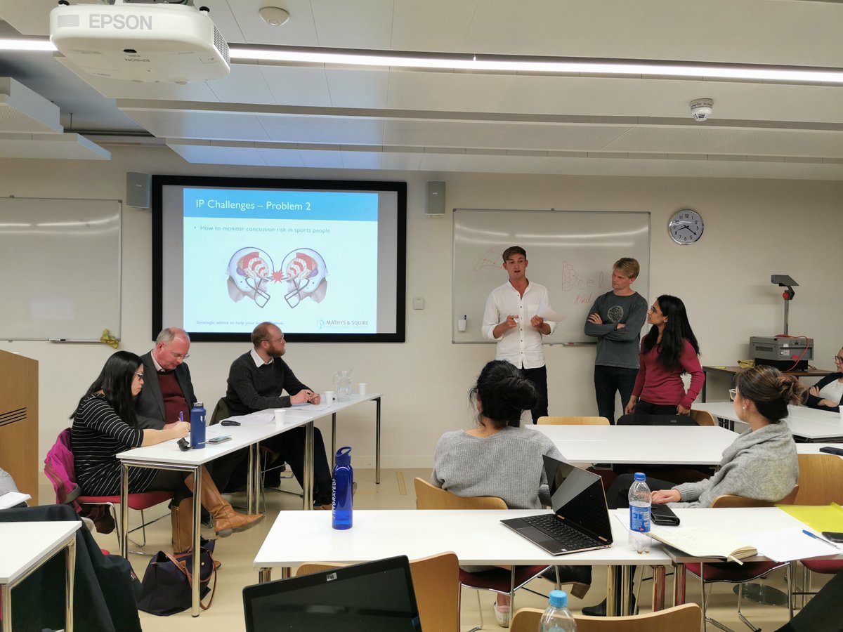 .<a href="/CambridgeMBE/">MPhil in Bioscience Enterprise (MBE)</a> student team #DCel wins #IP challenge <a href="/cebcambridge/">CEB Cambridge</a> with business idea to assess risk and reduce brain concussion injuries in #sports people. Thanks to judges James and Craig @Mathys_Squire &amp; Lily <a href="/UCamEnterprise/">Cambridge Enterprise</a> #bioscience #enterprise #sensors #startup #tech