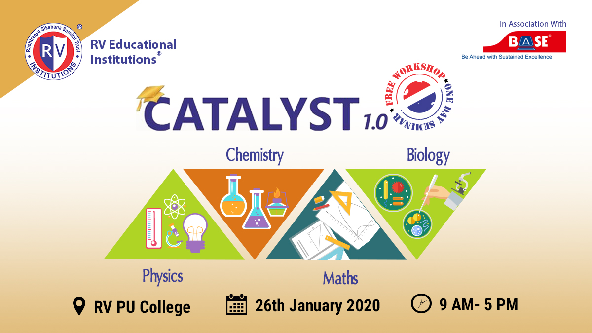 RVInstitutions's tweet photo. Don't get stalled by a plethora of chapters and theorems. Attend the Catalyst 1.0 workshop to master your subjects within hours. Register with a simple SMS or Whatsapp message to 8431842784 and ace your examinations with ease.
#RVInstitutions #RVPU #GoChangeTheWorld https://t.co/5F0kUPdN8z
