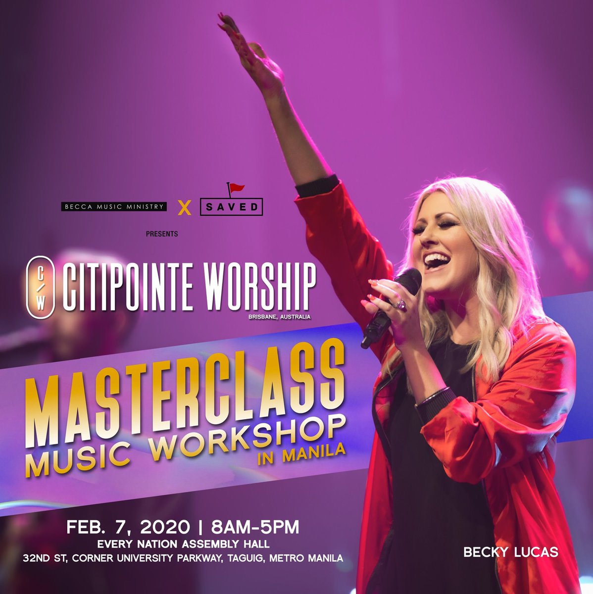 The Citipointe Worship Music Masterclass Workshop is happening this February 7, 2020, 8 AM to 5 PM at Every Nation Assembly Hall 32nd St, corner University Parkway, Taguig, Metro Manila.

Registration fee is at P1000.

Register now before slots run out!
tinyurl.com/CitipointeWors…