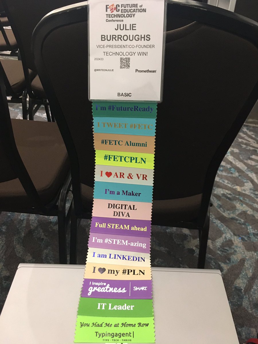 WriteOnJulie's tweet photo. Yes, Iβm a #BadgeRibbon junkie! π #ConBadges #FETC #FutureReady #FETCPLN #MakerEd #STEAM #STEM #PLN https://t.co/eCTYaVBW8r