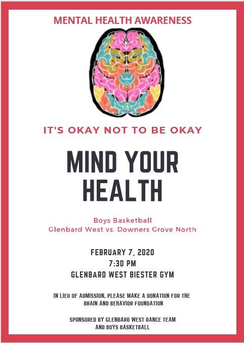 GWBoosters's tweet photo. West's Dance Team with the Boys Basketball Team, are hosting "Mind your Health" on Feb 7 at 7:30. The fundraiser will benefit the Brain and Behavior Research Foundation, which focuses on mental health awareness and is committed to finding advances in scientific research.💚 https://t.co/NXWpTfHDnd