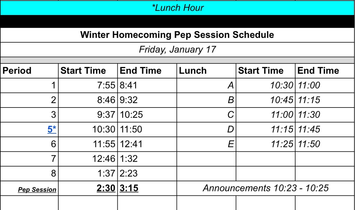 YePilgrim's tweet photo. It’s Friday PHS! Today‘s schedule will be as followed due to our PEP SESSION!!! Bring your school pride! https://t.co/rqi3FklwGT