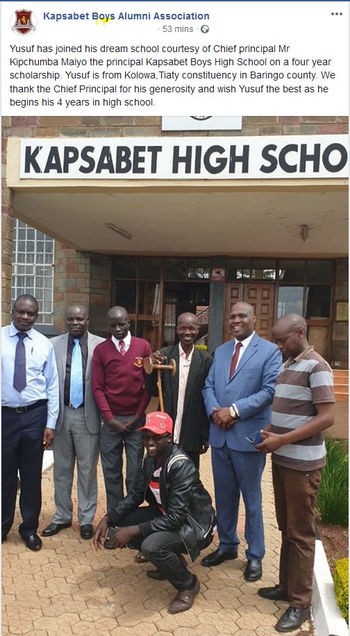 kbhsalumni's tweet photo. Yusuf has joined his dream school courtesy of Chief principal Mr Kipchumba Maiyo the principal Kapsabet Boys High School on a four year scholarship. Yusuf is from Kolowa, Baringo county. We thank the Chief Principal and wish Yusuf the best as he begins his 4 years in high school. https://t.co/JJ2mML7Yr9