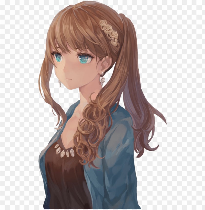 Blonde anime girl with brown eyes