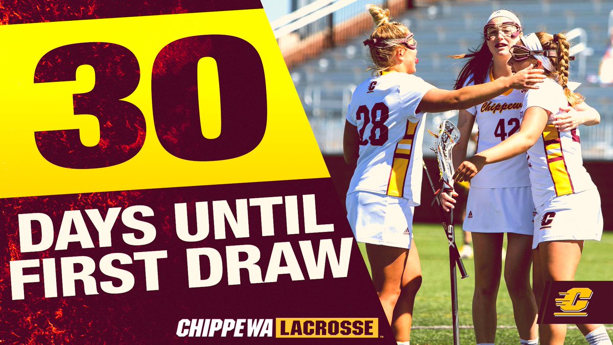 CMU_Lacrosse's tweet photo. 3⃣0⃣ days until the Chippewas open the 2020 season in South Bend vs. Notre Dame.

Let the countdown begin and the excitement build!

#FireUpChips🔥⬆️🥍 https://t.co/gmn5gT9usi