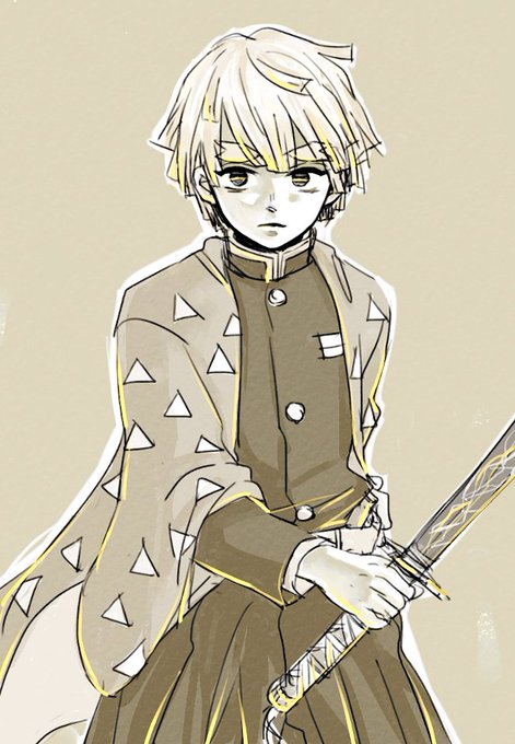 ponoさんがTwitterに投稿した我妻善逸(鬼滅の刃)のイラスト。