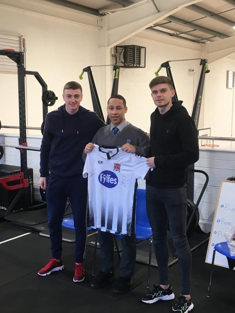 MarianCollege's tweet photo. Past pupils and professional footballers Sean Gannon and Daniel Kelly meet Junior and Senior students in Marian today. The Dundalk FC players, who are the current League of Ireland champions, spoke to students about their careers and their journey in the game to date. Both spoke https://t.co/zOtslJDCxX