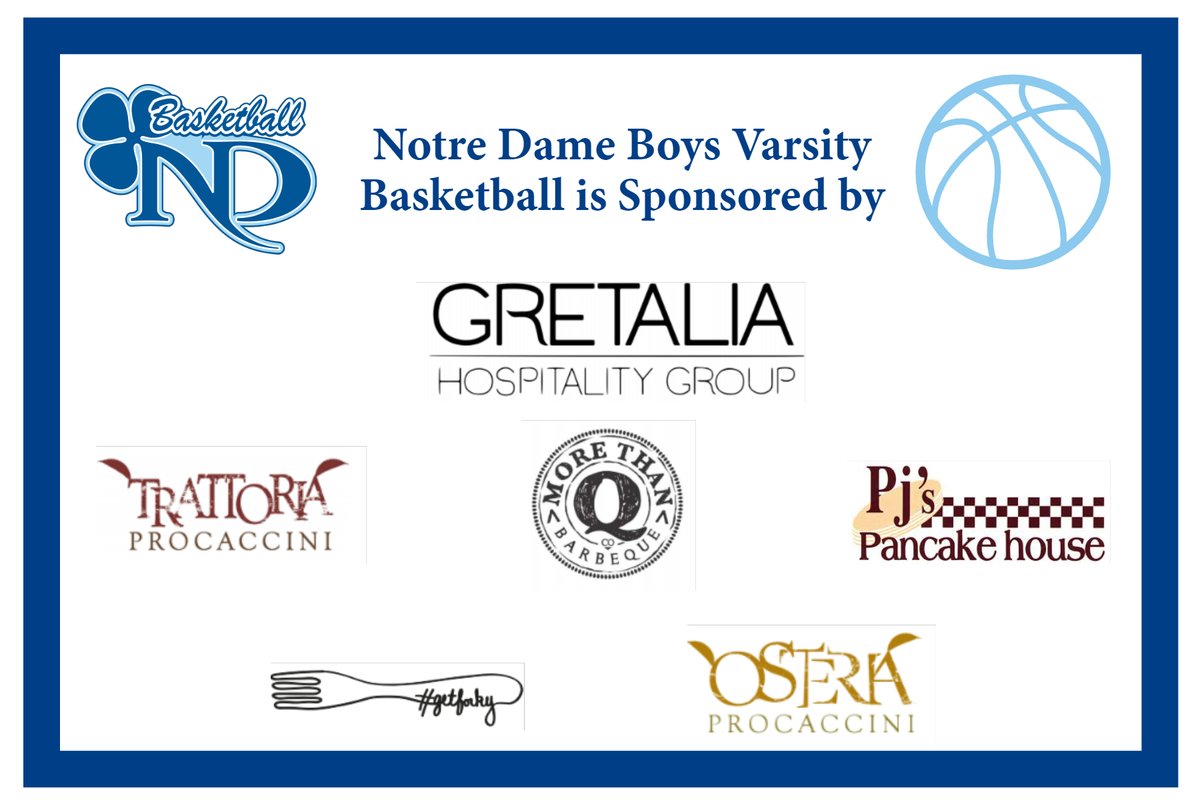 Notre_Dame_HS's tweet photo. Notre Dame Basketball fans, join us tonight as our Varsity Boy's face Robbinsville at home at 7 p.m. Our sponsor, The Gretalia Hospitality Group, will be offering prizes and your ticket will get you 10% off your entire order or free coffee for your party! #getforky https://t.co/dZyNVD5cXo