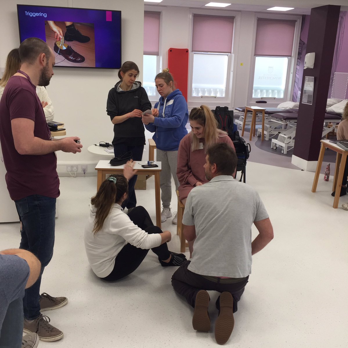 HobbsRehab's tweet photo. Yesterday we had a great morning at @UoW_Physio with our lead therapists Joe Green &amp; @LouisMartinelli guest lecturing on #FES &amp; #exoskeletons.

We were really impressed with the facilities and the enthusiasm shown by the staff &amp; students. 

#NeuroTech #RehabMatters https://t.co/pvdXsP7Z20