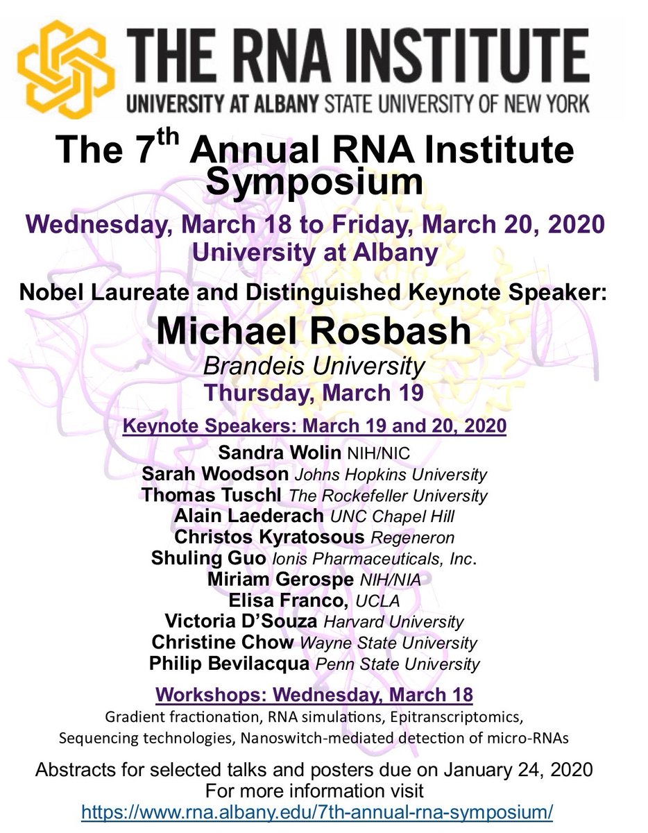 1/24 Deadline: 7th Annual RNA Symposium abstracts for selected talks and posters