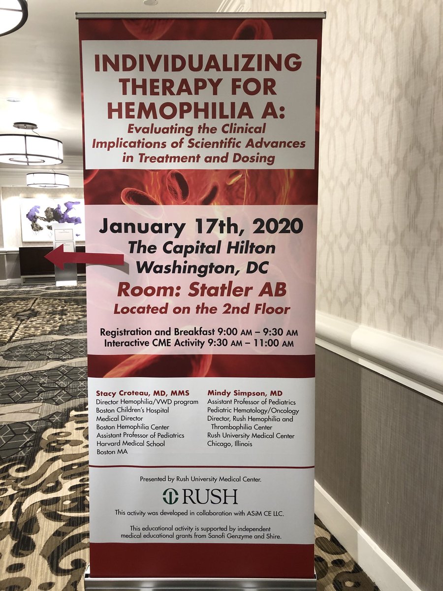 CroteauMD's tweet photo. Kicking off my Friday talking about #hemophilia treatments with my colleague Dr. Simpson @RushMedical at @ASH_hematology highlights meeting. Join us if your in DC! @BostonChildrens #BostonHTC https://t.co/yQUxDlc5P9