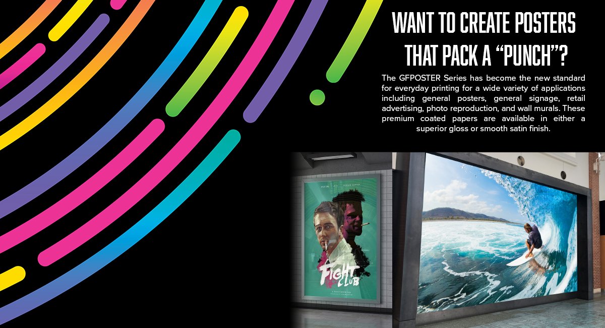 MagicInkjet's tweet image. Want to create posts that pack a "punch"? 

The GFPOSTER Series has become the new standard for everyday printing for a wide variety of applications including general posters &amp;amp; signage, retail advertising, photo reproduction, wall murals, &amp;amp; more! 

#Magic #PosterPaper #GFPOSTER