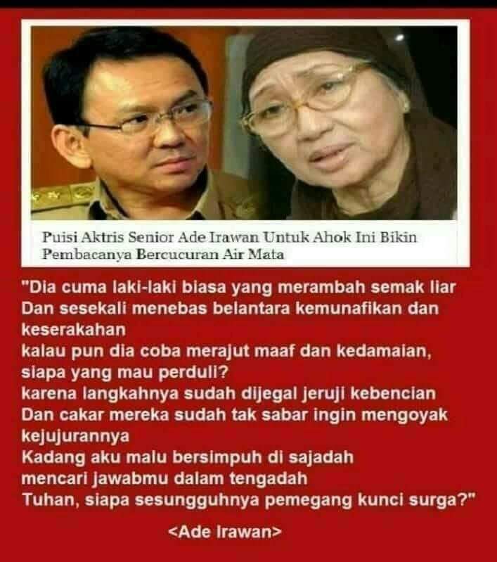 narkosun's tweet photo. Puisi almarhumah Ade Irawan buat Ahok..

Semoga husnul khatimah. Alfaatihah...aamiin https://t.co/Dj3YKZUl3d
