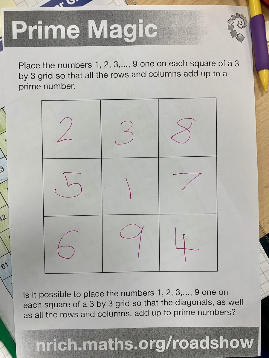bandy4eva's tweet photo. awesome work by my class on #primenumbers using @nrichmaths #PrimeMagic. Learners demonstrated excellent #curiosity #resilience and #ProblemSolving skills in search of a solution(s). Well done! #KingEdWINNERS @PrimaryRocks1 @NCETM @WhiteRoseMaths @NottsCC @naceuk #Ambassador https://t.co/klbkkjWfRT