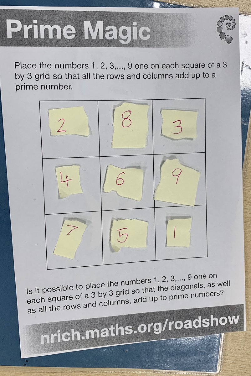 bandy4eva's tweet photo. awesome work by my class on #primenumbers using @nrichmaths #PrimeMagic. Learners demonstrated excellent #curiosity #resilience and #ProblemSolving skills in search of a solution(s). Well done! #KingEdWINNERS @PrimaryRocks1 @NCETM @WhiteRoseMaths @NottsCC @naceuk #Ambassador https://t.co/klbkkjWfRT