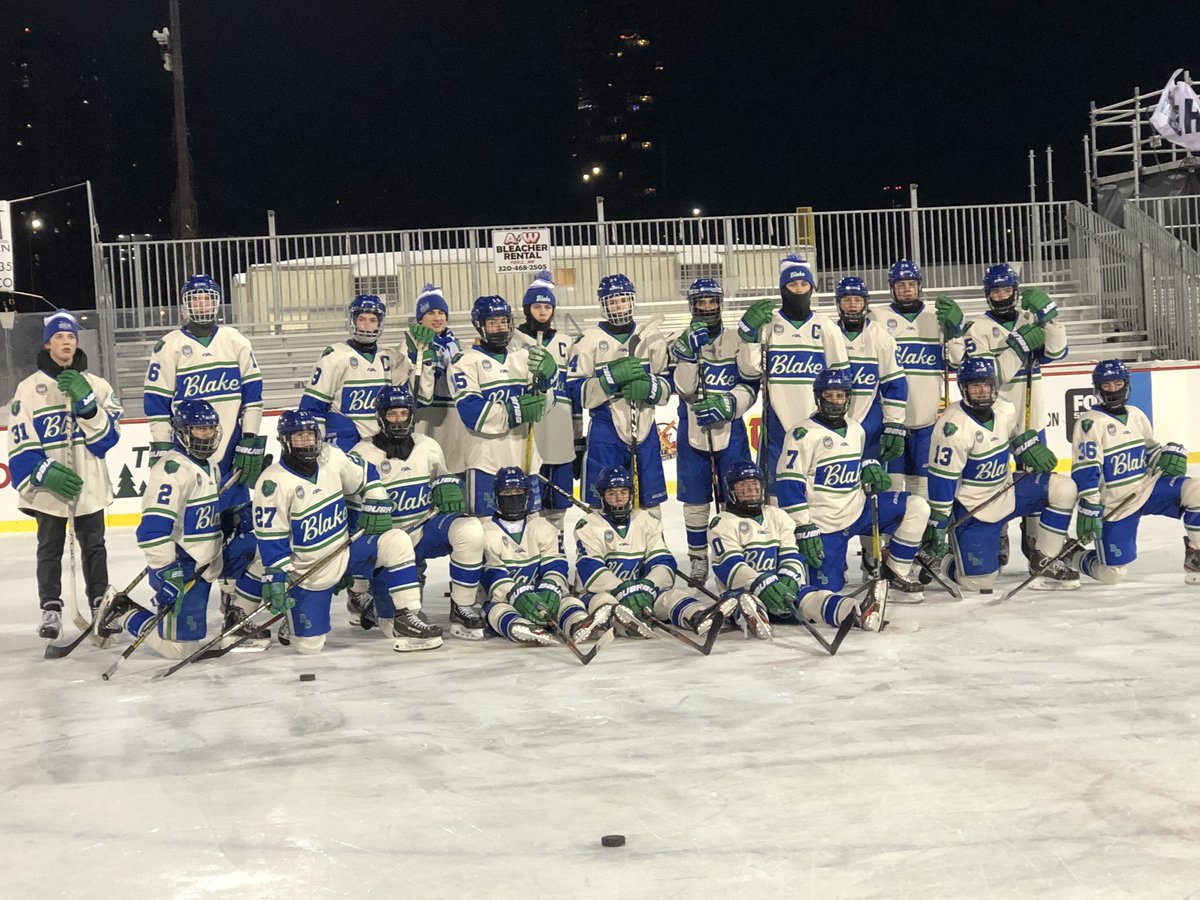 BlakeBoysHockey's tweet photo. Early morning practice to check out the ice and breakout the new game jerseys. Looking forward to tomorrow. @HockeyDayMN https://t.co/OALl4VNcAq