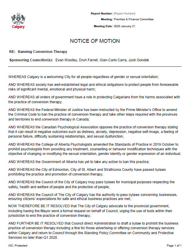 EWoolleyWard8's tweet photo. My #yyccc colleagues &amp; I will be bringing a Notice of Motion to ban conversion therapy in Calgary:

https://t.co/y3ghwK50GG #yyc #Calgary https://t.co/YIhj4LzKpM