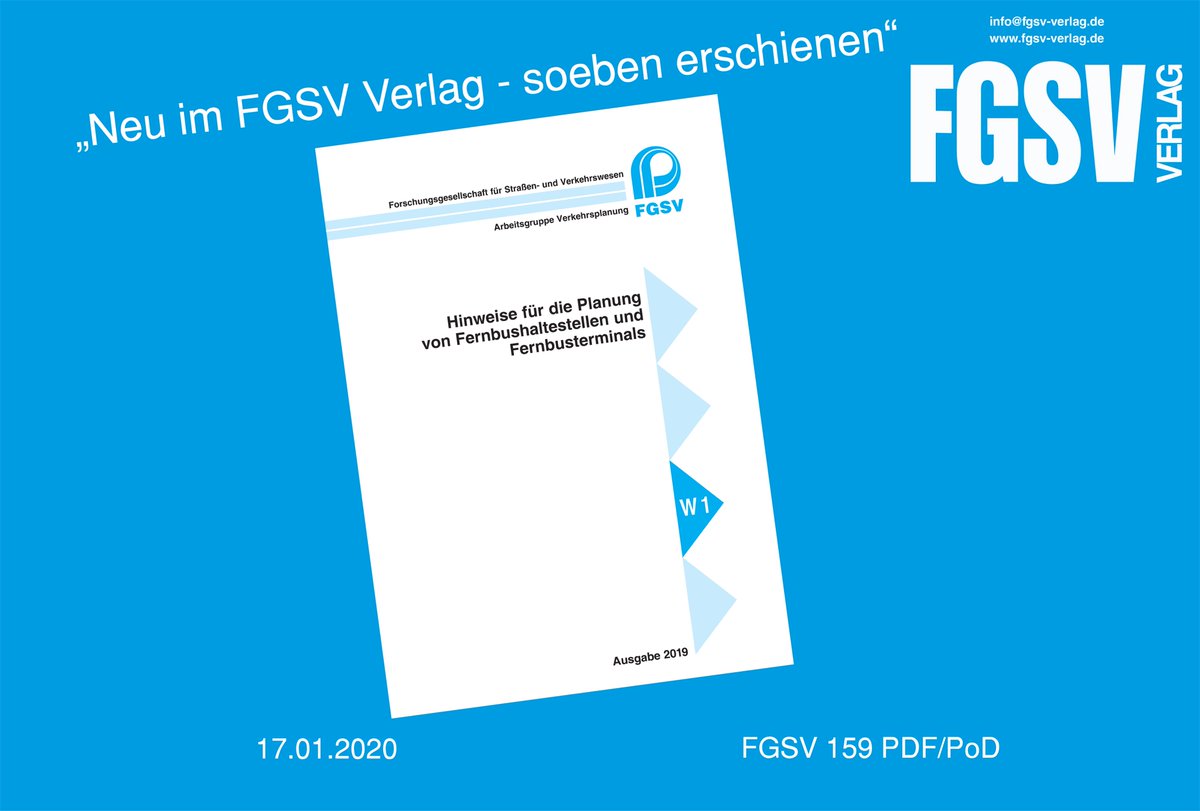 fgsv_verlag's tweet photo. Jetzt erhältlich im FGSV Verlag: Hinweise für die Planung von Fernbushaltestellen und Fernbusterminals (FGSV 159 PDF/PoD), Ausgabe 2019 👉Hier bestellen: https://t.co/XGI4XsHbb1 #Fernbushaltestellen #FGSV_eV #Terminals #fgsv_verlag #verkehr #Fernbusterminals #verkehrsplanung https://t.co/3ZQh0H0kuE