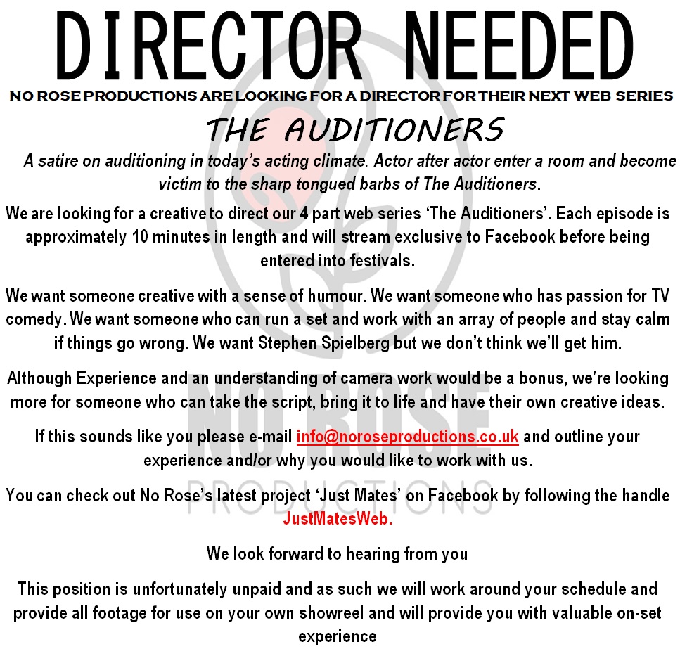 NoRoseProdUK's tweet photo. DIRECTOR NEEDED/CREW NEEDED Any #Manchester based Creatives get in touch! #ManchesterCreatives #MancMade #ManchesterOpportunities #Directorneeded #CrewNeeded https://t.co/OaskZIbuTQ