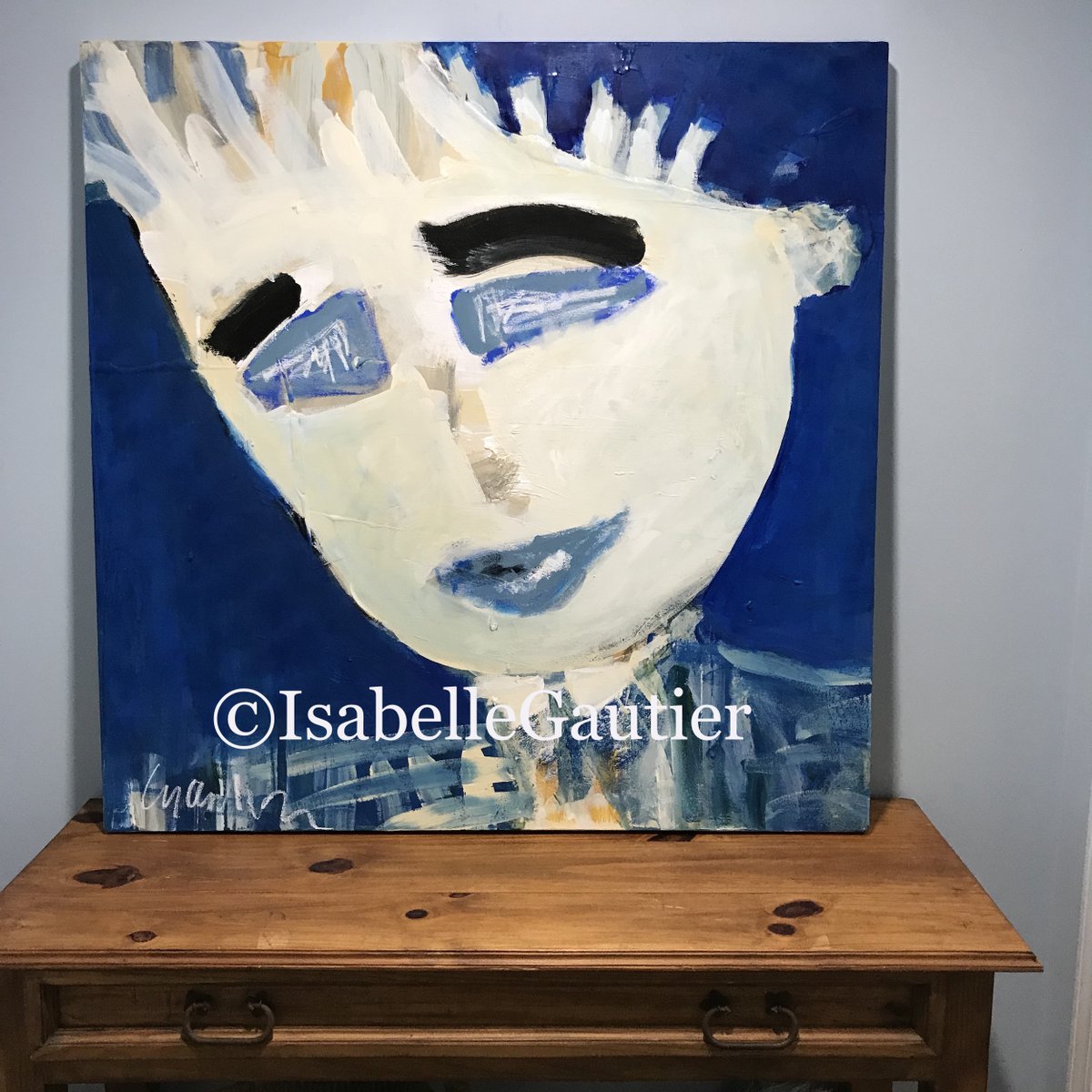 IsabelleGautier's tweet photo. BLUETOPIA 40x40in acrylic on canvas #expressionistportrait #isabelleGautiersART https://t.co/a7LHUwLXFj