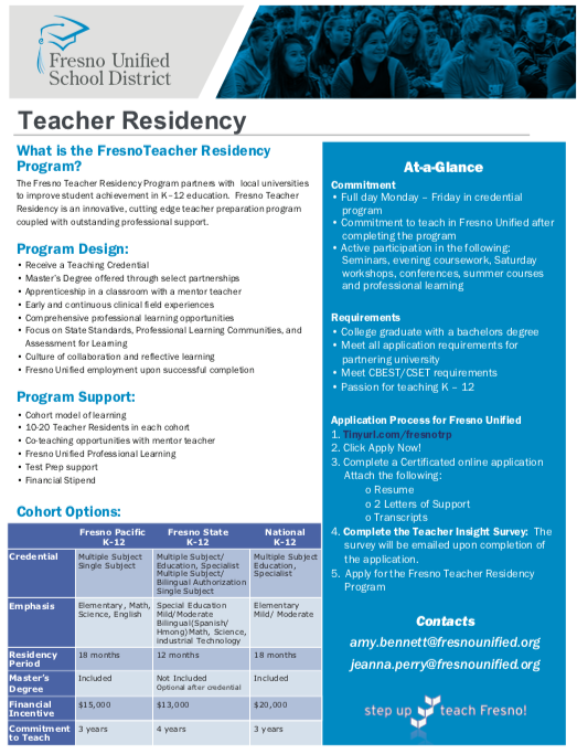 Interested in Teaching?  We have the program for you! #StepUpTeachFresno  <a href="/FresnoKremenEdu/">Kremen School of Education and Human Development</a> <a href="/fpu/">Fresno Pacific University</a> <a href="/NatUniv/">National University</a> <a href="/fresnounified/">Fresno Unified</a> <a href="/teresa_myoung/">Teresa Morales Young</a>