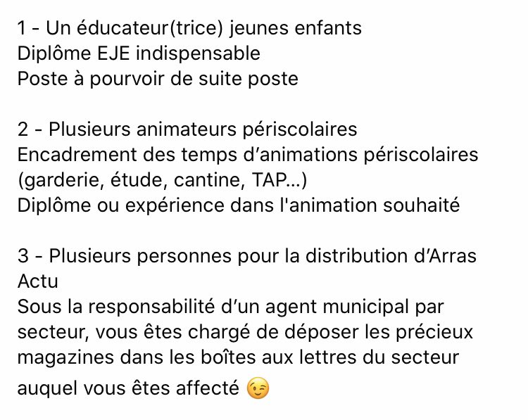 VilleArras's tweet photo. #Emploi #Job
💡 La Ville d’#Arras recrute 

3️⃣ profils sont actuellement recherchés 

👇🏽Détails👇🏽

👉🏽Infos et candidatures auprès de la Direction des Ressources Humaines : drh-recrutement@ville-arras.fr https://t.co/3vMRJYgpw6