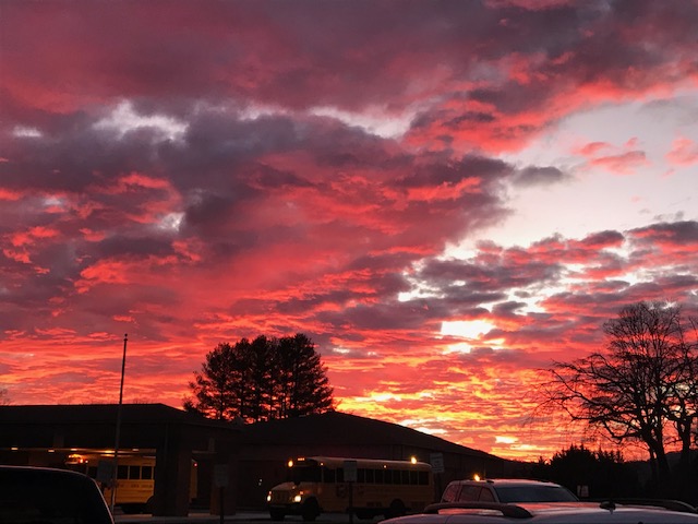 Good morning BMS! What a wonderful sunrise! #TCSYes #sunrise #schoolbus #takemetoschool #beautifulday