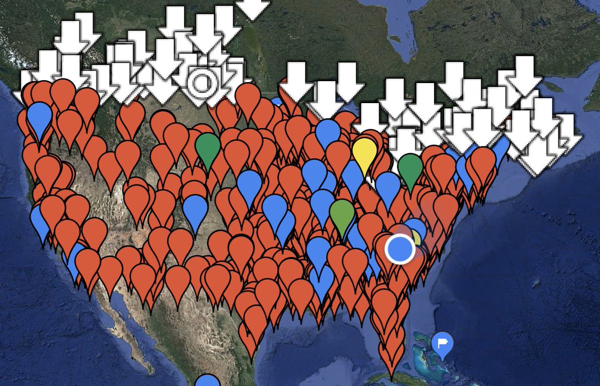 DaleJr's tweet photo. @DirtyMoMedia is creating a TV show for @peacockTV about abandoned racetracks. I’ve marked a few potential sites to visit. I started creating this map a decade ago. As you can see this has been a bit of a hobby of mine for a long while. Excited to take it to the next level. https://t.co/6YiMnd9nPp