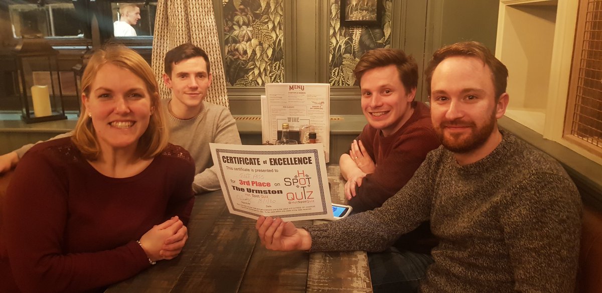 HotSpotQuiz's tweet photo. @Luigi1201 @TheUrmston Welcome back to #GaffPass for 2020 who joined us &amp; won a 3rd Place 🥉 dispite having to play #SpeedBingo on the @HotSpotQuiz #SmartPhoneQuiz at @TheUrmston in #Urmston #Stretford #Manchester @JWLeesBrewery #WinPlentyIn2020 👉📲 https://t.co/ZpIeiTyEae