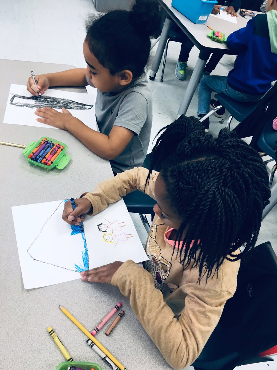 MrsAtleeK's tweet photo. Visualization practice! These students were drawing what they pictured in their mind after reading a page in our Shared Reading text, Snow Falls! #kindergarten #avidreaders #GVgatorstrong #greenvalley https://t.co/vMmz0aOHGh