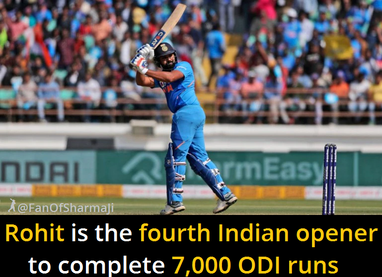 FanOfSharmaJi's tweet photo. ๐ฅ๐ฅRohit Sharma is now the fourth Indian Opener to Complete 7000 Odi Runs. ๐ฅ๐ฅ @ImRo45 #INDvsAUS #RohitSharma @mipaltan #RoPower #Hitman https://t.co/z6ru03fUAJ