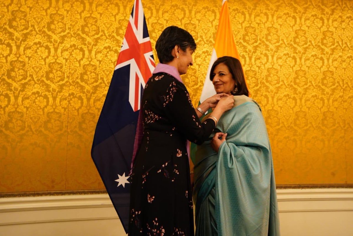 The Australian Govt. has invested @kiranshaw as an Honorary Member within the #OrderofAustralia (AM) today. Delighted to present this award - Australia’s highest civilian honour - in recognition of her immense contribution in advancing the Australia-India bilateral relationship.