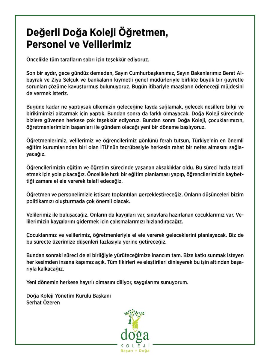 Yönetim Kurulu Başkanımız Serhat Özeren’in Mesajı...