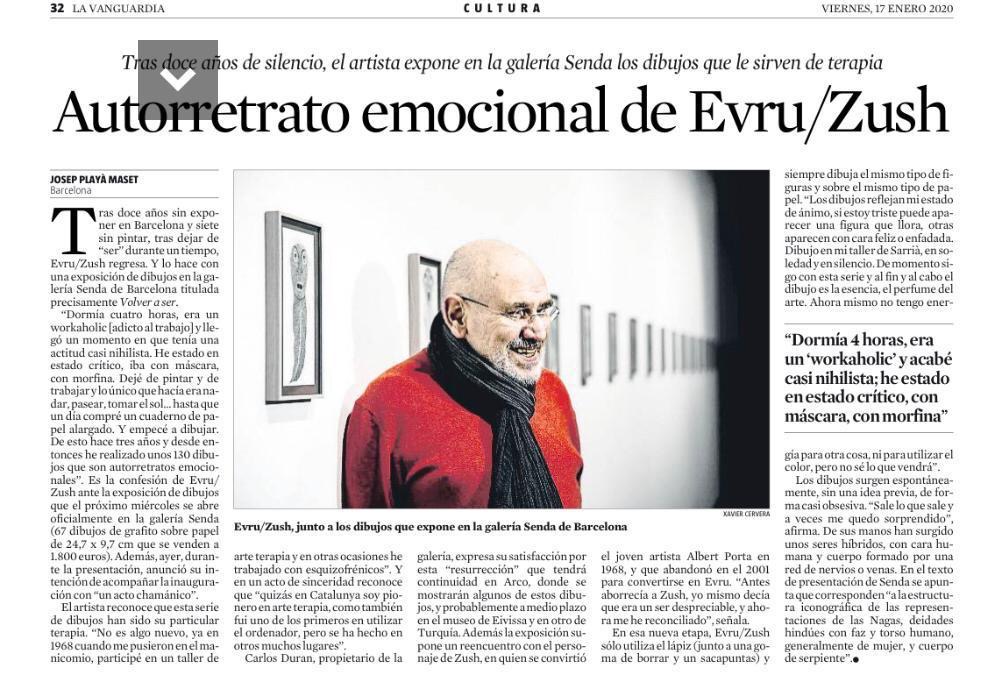 galeriasenda's tweet photo. 📰 “Tras doce años sin exponer en Barcelona y siete sin pintar, tras dejar de “Ser” durante un tiempo, EVRU/ZUSH regresa” ~ Josep Playá Maset para @lavanguardia 🖌 https://t.co/JTKBJNQHPm