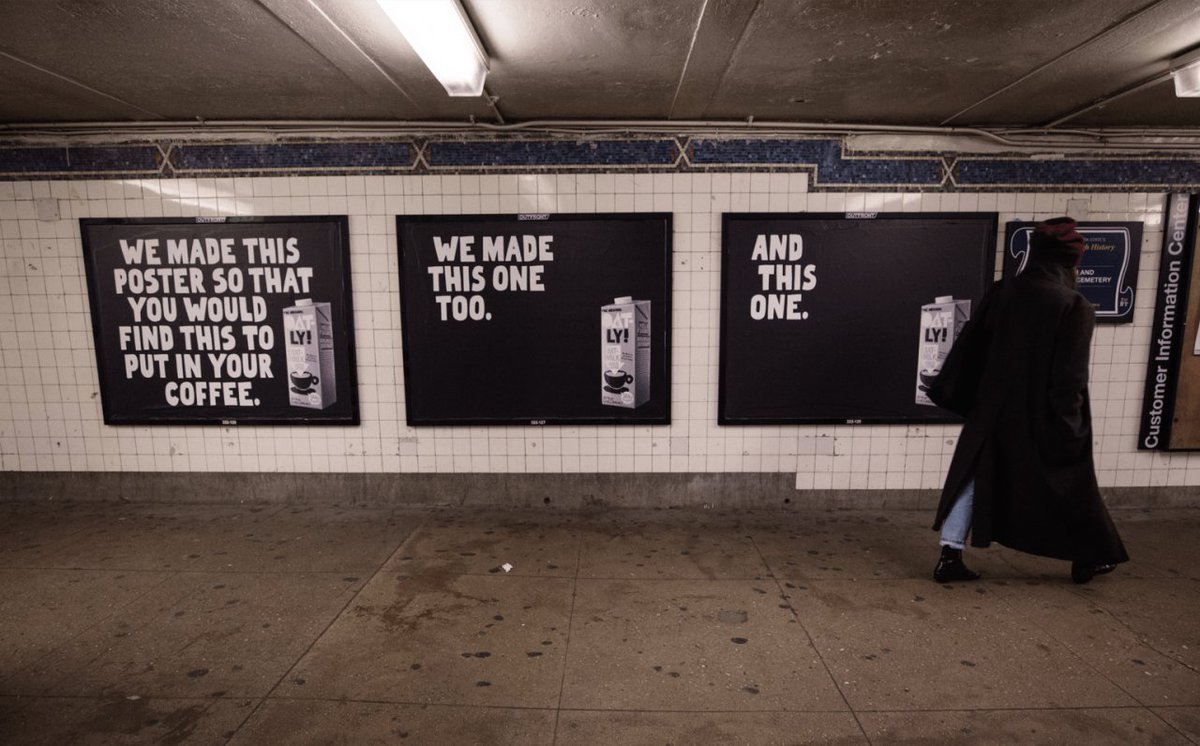 MellorPartners's tweet photo. In their latest OOH campaign, @oatly quip about advertising itself with eye-catching posters &amp; murals. Also: oat milk. https://t.co/Uhl7SNkt5U via @thedrum #campaign #marketing #humour #Veganuary #veganism https://t.co/kPbunLZkjF