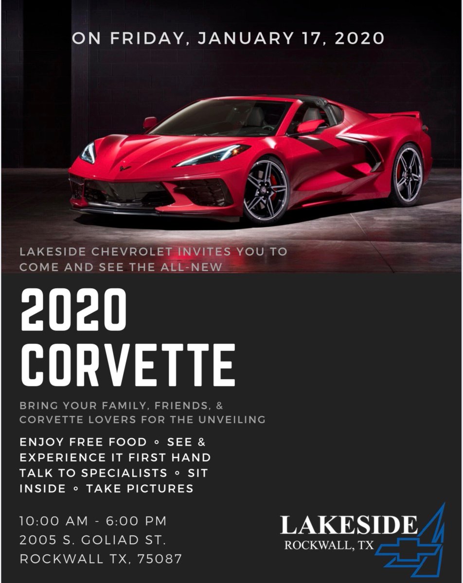 markphillipsrdo's tweet photo. Sweet ride! Come see the new #2020ChevyCorvette with me from 11-1 today at @lakesidechev on Goliad in Rockwall.  Enjoy free lunch! Win #WolfMardiGras tix every 30 minutes and more!  Hope to see you there! #ChevyDrivesTexas https://t.co/xsMciTwZIU
