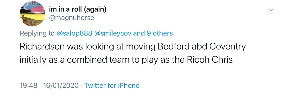 @magnuhorse @ukorca @skybluejamo @tonycarroll87 @mgreenwells @BigJB96221777 @liesreid @JimmyHillsChin 😂😂😂 really? 

 👏👏👏Another to add to the already massive ‘GrelBoy pathetic response file’. 

So looking forward to BPA tomorrow watching Cov🏉 (not CovUtd or Wasps). 

Not even Cov/Bedford (Covford?😉)at the Ricoh.