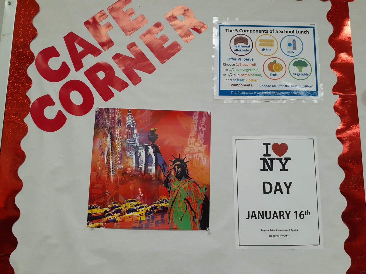 Argyle Central School District had an exciting #NYThursday yesterday! NY Burger, NY Fries, NY Juice, NY Milk, NY Cucumbers AND NY Apples!!

What a great looking meal!🥒🍎🍔