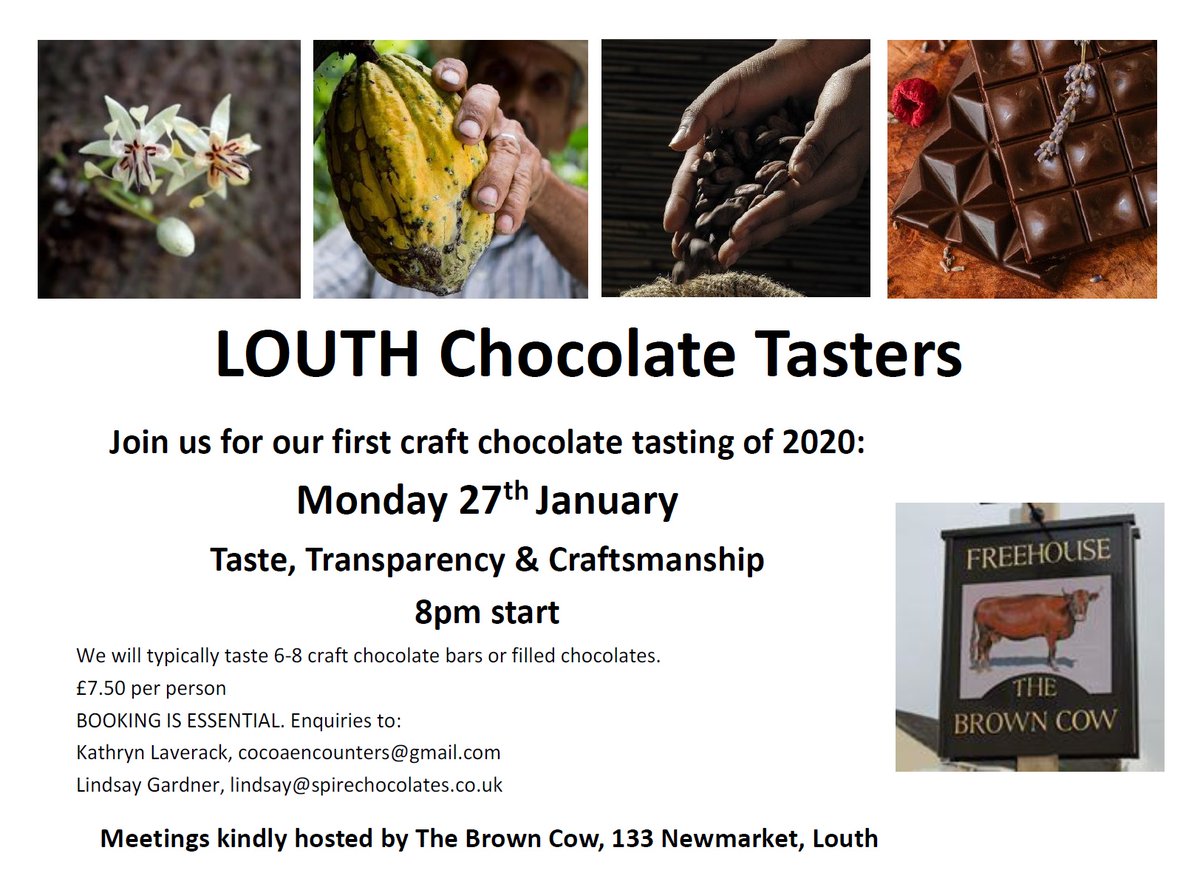 spirechocolates's tweet photo. There are still a few places available for Louth Chocolate Tasters' first session of 2020 on the 27th January. If you'd like to join us please message me to reserve a place. New members welcome #chocolatetasting #louth https://t.co/hL0761CUVR