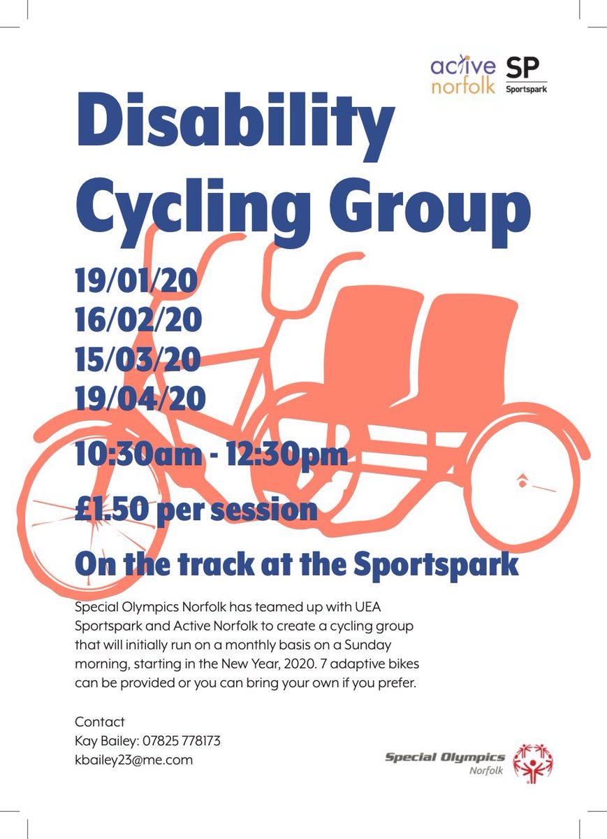 SONorfolk's tweet photo. π² 4 donated bikes arrived during our athletics session at @SportsparkUEA this morning. This one is being put through itβs paces under the watchful eyes of Simon & Joe! #FunatSON @ActiveNorfolk
Wheelie looking forward to our first session on Sunday, 10.30am - 12.30pm π https://t.co/dgSaF0VFFd