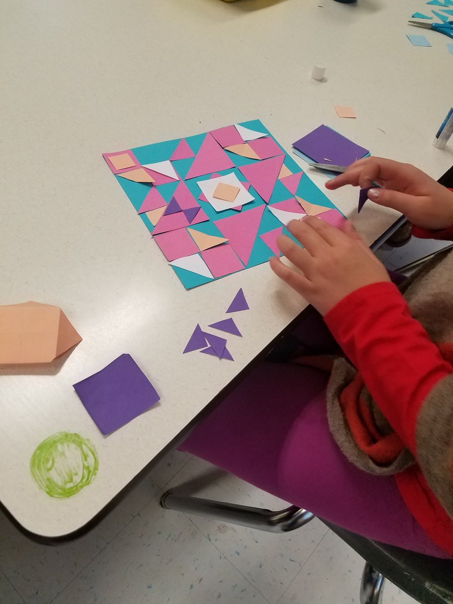 SMarionArtEd's tweet photo. Lots of math happening this morning in the @Tolbert_ES art room. @Tolbert4thGrade artists are using quilts as inspiration to create these amazing collages. #fractions #patterns #artandmath #quilting #collage #elementaryart #tolbertbettertogether #tolbert20 https://t.co/eOXEAJP21R