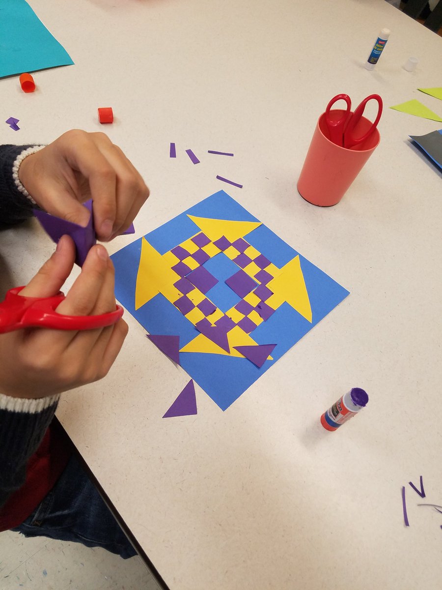 SMarionArtEd's tweet photo. Lots of math happening this morning in the @Tolbert_ES art room. @Tolbert4thGrade artists are using quilts as inspiration to create these amazing collages. #fractions #patterns #artandmath #quilting #collage #elementaryart #tolbertbettertogether #tolbert20 https://t.co/eOXEAJP21R