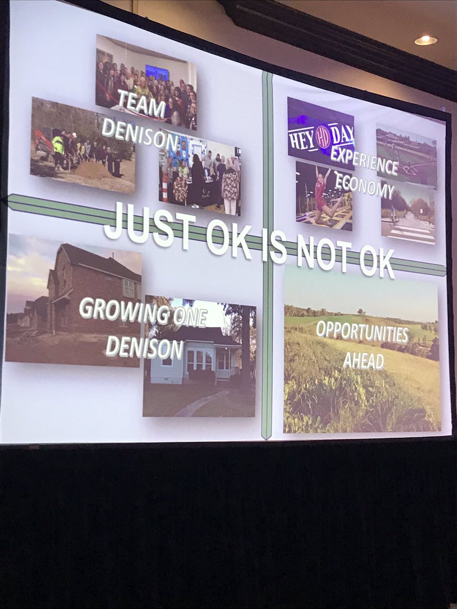 DenisonTX's tweet photo. Denison City Manager @not_t_rex thanking #TeamDenison for creating the #DenisonTX extraordinary experience. #JustOKisnotOK #experienceeconomy #denisonhousing #opportunitiesahead https://t.co/pzmaQ6NIqD